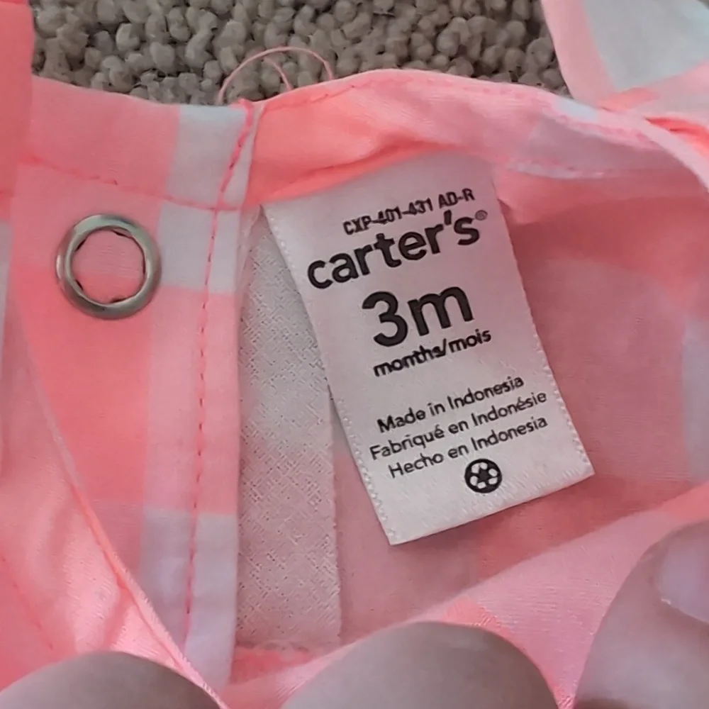 Carter's Pink and White Tank Top with Ruffled Details